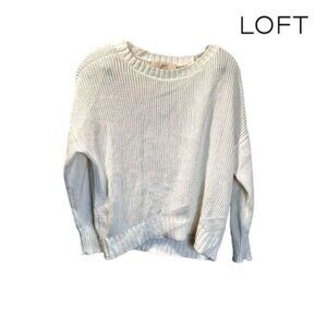 LOFT Sweater Womens Knit Dropped Shoulders Long Sleeve‎ Round Neck Pullover